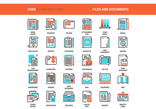30 Orange and Cyan Document Icons 1