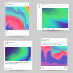 Photo Frame Blank Set Vector Illustration. Modern Mobile App Communication. Social Network Concept