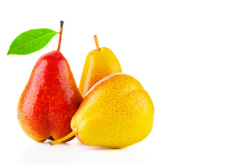 Ripe pears isolated on white background