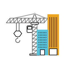 construction crane with buildings vector illustration design