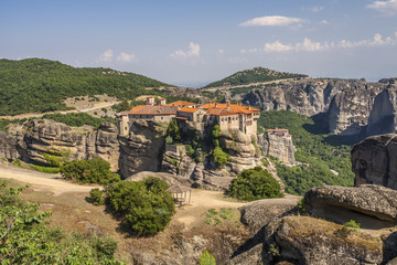Fototapeta na wymiar Meteora Monastery and Hills Landscape Greece Kalambaka