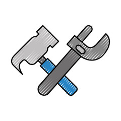 hammer and wrench tools vector illustration design