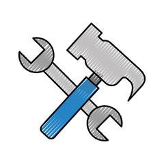 hammer and wrench tools vector illustration design