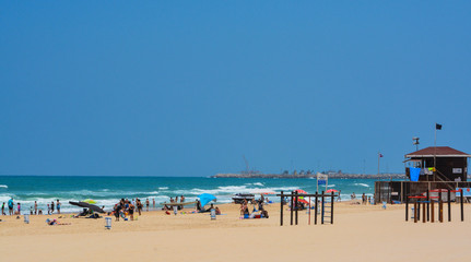 The Mediterranean beach of Ashkelon in Ashkelon, Israel.