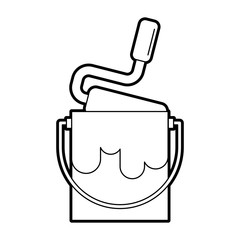 paint pot with roller vector illustration design