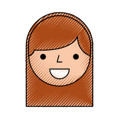 cute woman head character vector illustration design