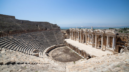 Ancient amphitheater in Pamukkale, Turkey