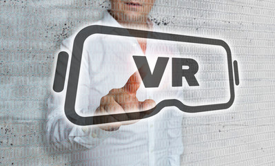 Virtual Reality Icon mit Matrix und Businessman Konzept