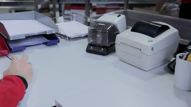 work table in logistics warehouse