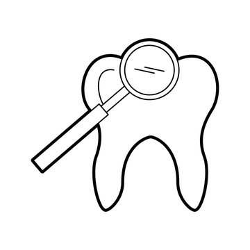 Human tooth with magnifying glass vector illustration design