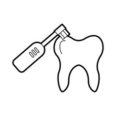 Human tooth with toothbrush electric vector illustration design
