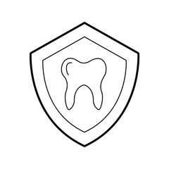 shield with Human tooth isolated icon vector illustration design