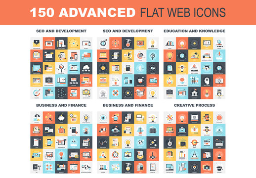 150 Colorful Square Icons 1