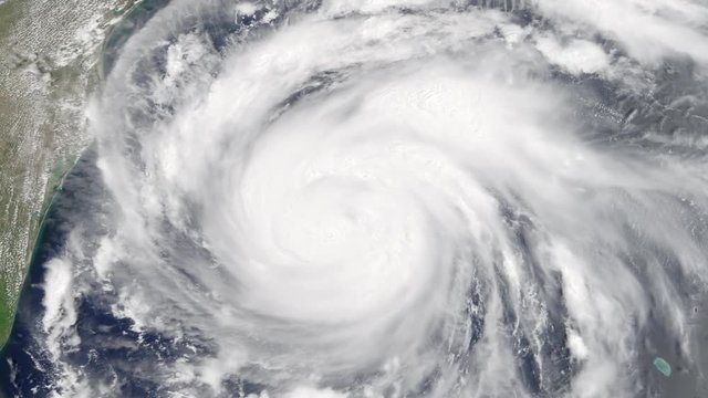 Hurricane Harvey hours before making landfall in Texas on August 25th, 2017. Broadcast quality animation rendered at 16-bit color depth. (Elements furnished by NASA)
