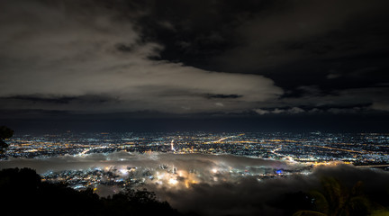Doi Suthep Chiangmai night view in raining season