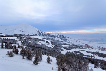 Obraz premium Palandoken at sunset, Erzurum, Turkey - Mountain skiing and snowboarding