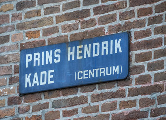 Street sign in the city center of Amsterdam