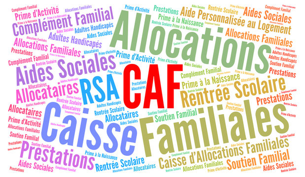 CAF, caisse d'allocations familiales nuage de mots