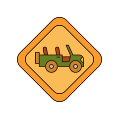 safari vehicle road sign vector illustration design