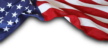 America flag on white. Copy space