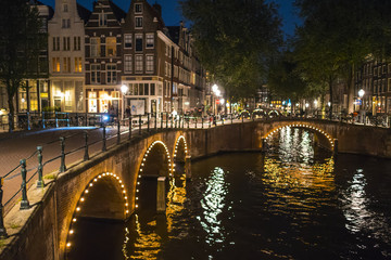 Romantic Amsterdam by night - beautiful in the evening