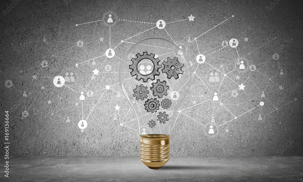 Poster concept of lightbulb as symbol of new idea.