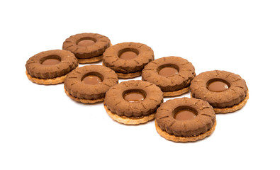 Chocolate double cookie isolated