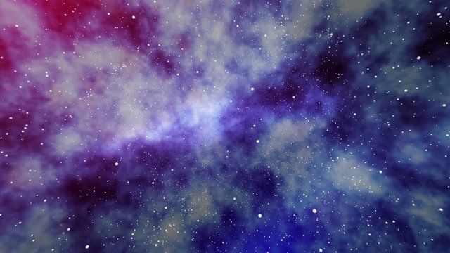 Rotation Flying through a deep colorful outer space star field and nebula background.
