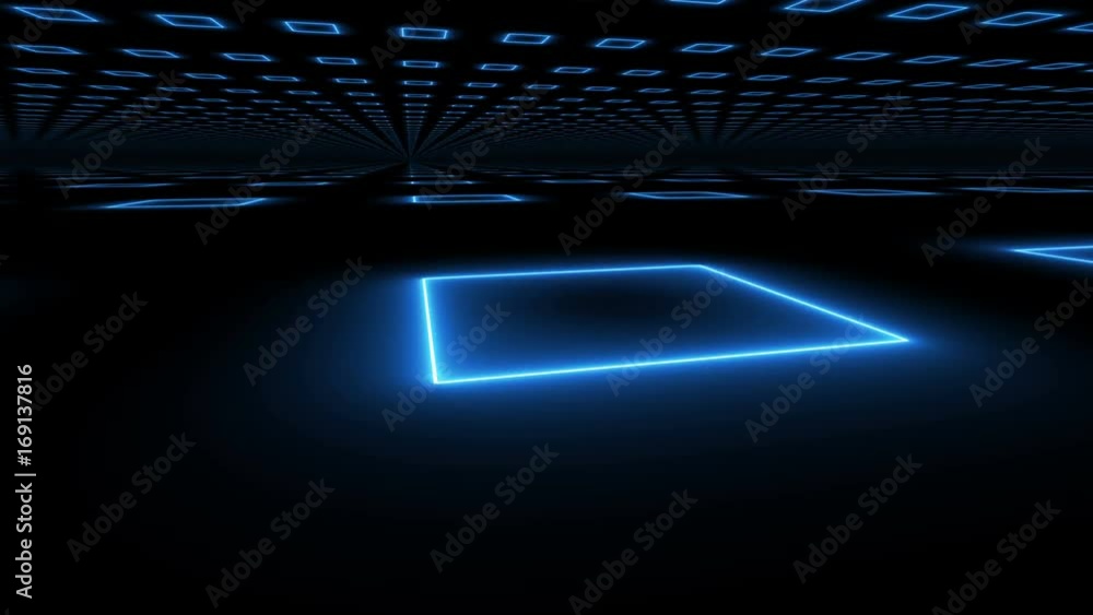 Poster abstract futuristic technology blue background with a camera rotation motion.
