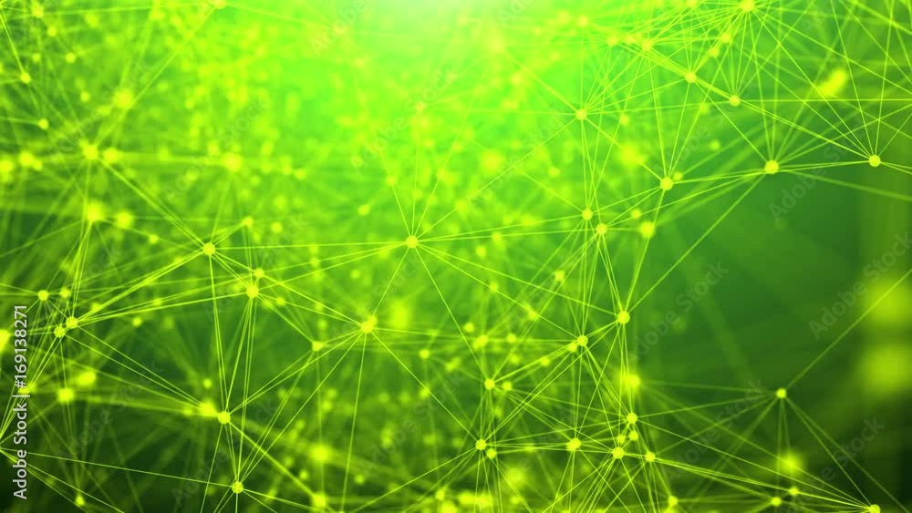 Poster abstract technology futuristic network animation on a green background. seamless loop.