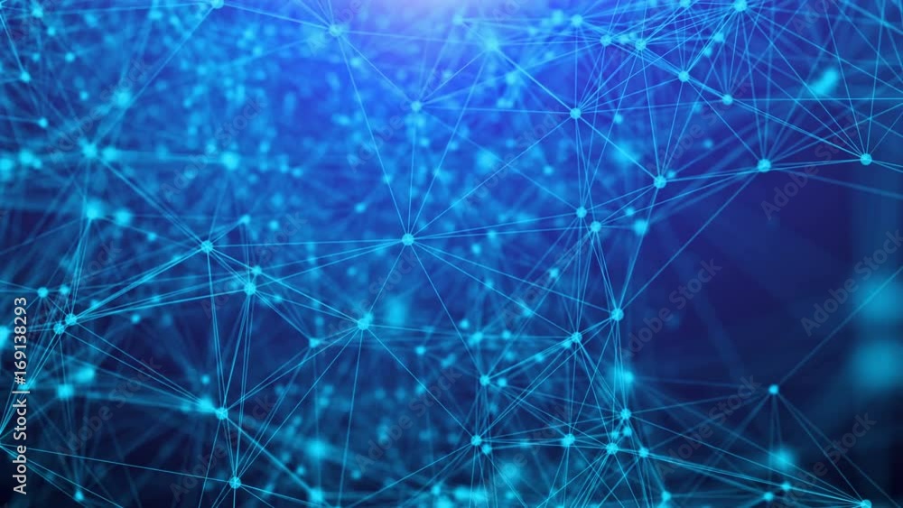 Poster abstract technology futuristic network animation on a blue background. seamless loop.