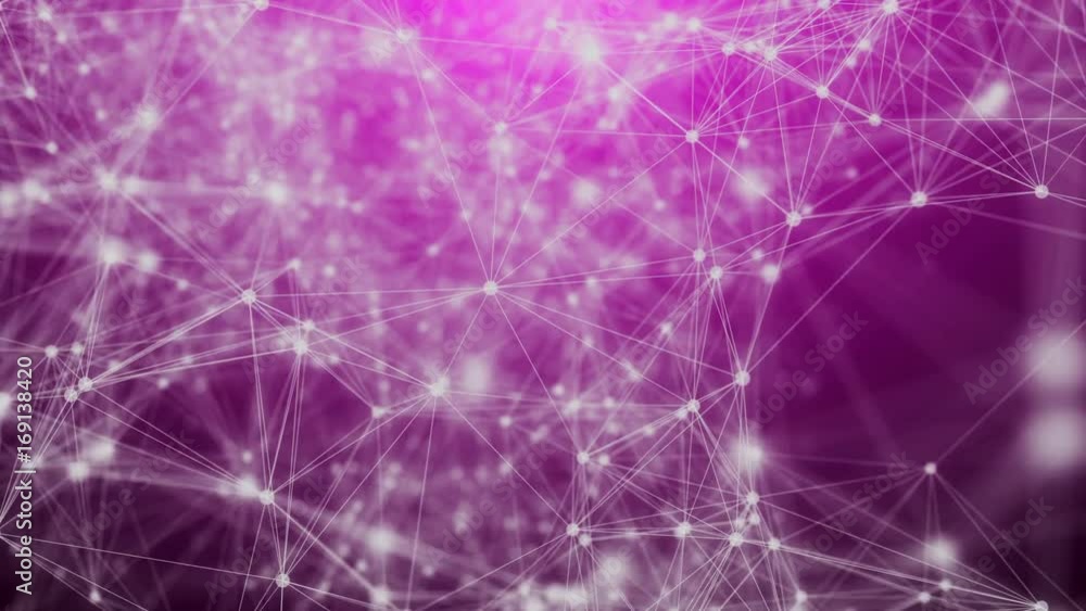 Poster flying through plexus fantasy abstract technology network background. seamless loop.