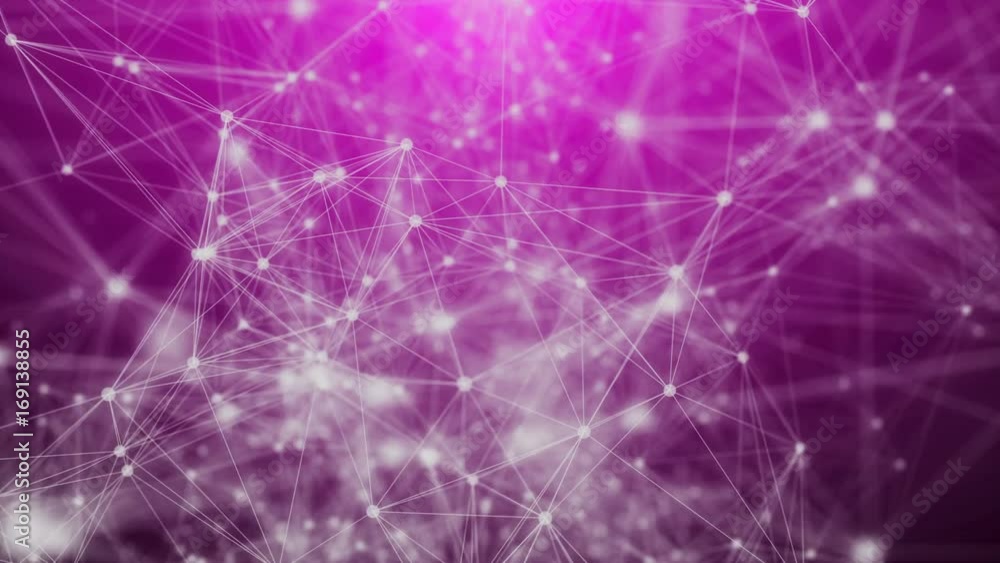 Poster abstract technology futuristic network animation. fantasy plexus pink background. seamless loop.