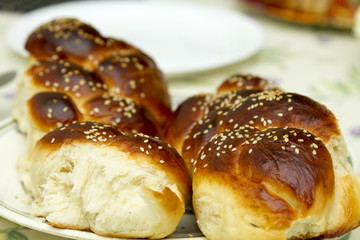 Challah for Shabbat , jewish bread bakery tradition
