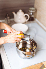 making custard on home kitchen