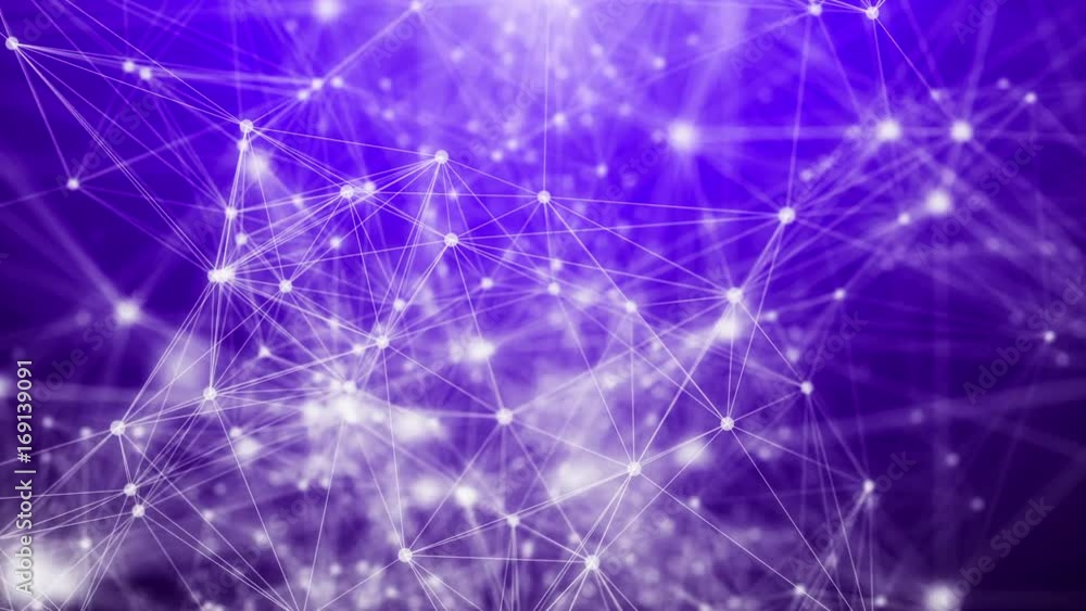 Poster violet plexus background. abstract network concept. rotating camera. seamless loop.