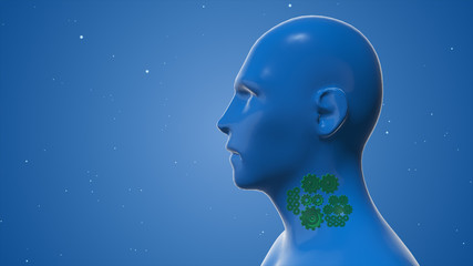 Obraz premium The mechanism of protecting the healthy throat 3d illustration