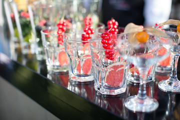 Wedding candy bar with fresh berries decoration