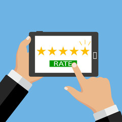 computer in hand indicating the rankings