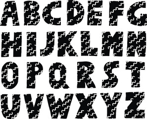 Hand drawn black and white alphabet