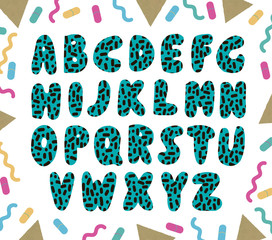 Hand drawn green alphabet