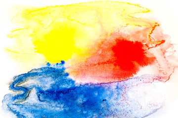 Rot gelb blau Wasserfarben muster pinselstich