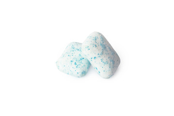 Chewing gum piece macro isolated on white background