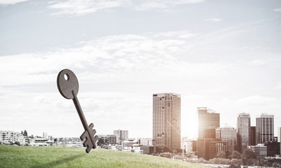 Conceptual background image of concrete key sign and natural lan