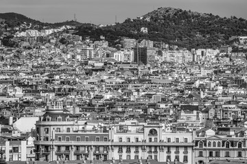 Beautiful city of Barcelona - aerial view from National museum of art at Placa de Espanya