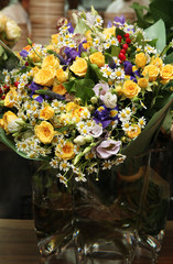 Cute bunch of roses and daisies