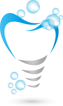 Zahnimplantat und Wasserblasen, Zahnhygiene Logo