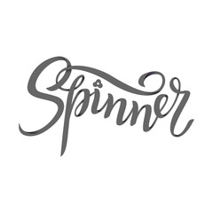 Spinner Time Lettering. Children's toy for hands. Hand spinner tricks. Banner element.