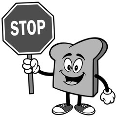 Bread Slice with Stop Sign Illustration