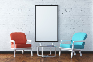 Contemporary interior with empty poster